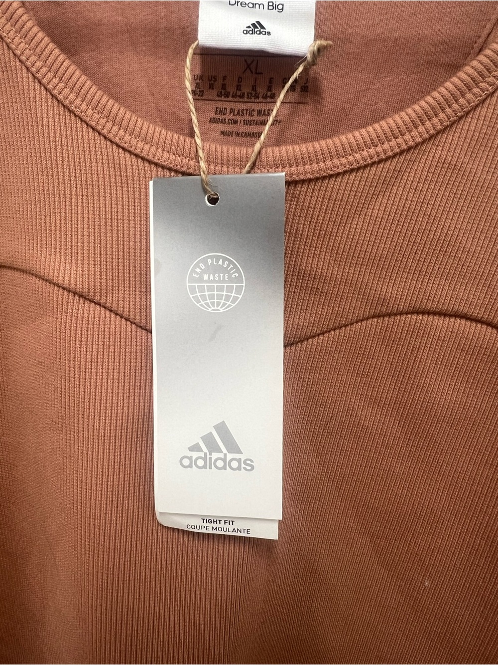 NWOT adidas Rust-Brown Cropped Tank Top - Picture 4 of 5